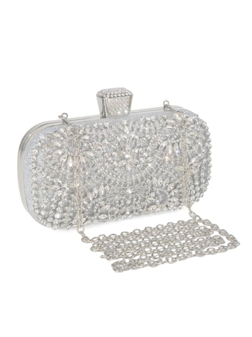 Rhinestone Sequin Evening Clutch Removable Chain Crossbody Bag